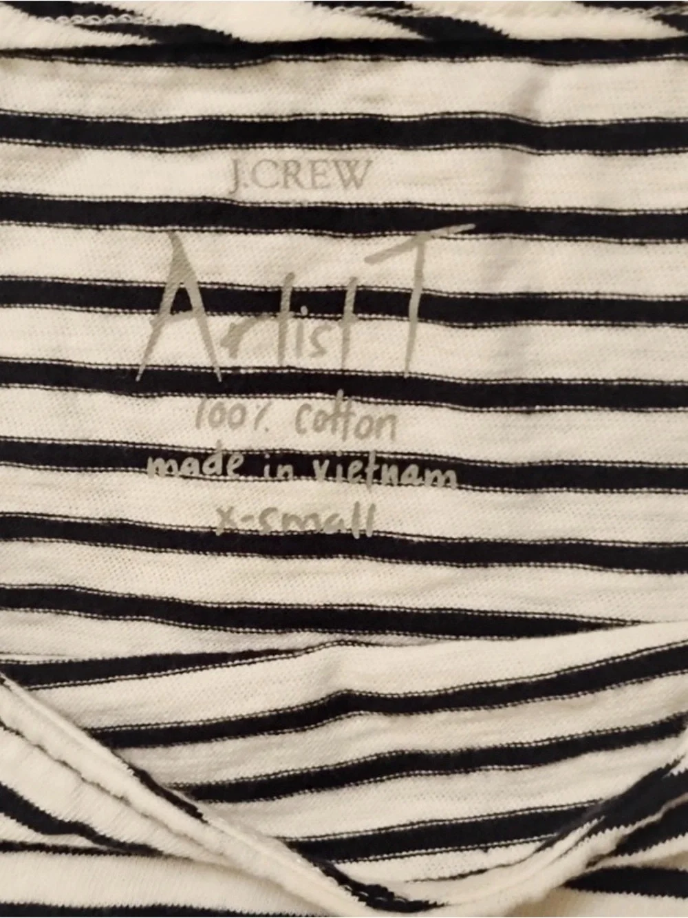 J. Crew Artist Tee Long Sleeve Striped 100% Cotton XS
